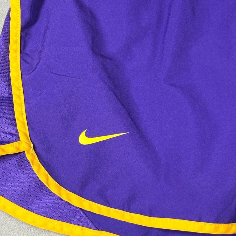 Nike Team LSU Tigers Purple Yellow Running Shorts Womens Small Nike FIT DRY - Picture 3 of 6